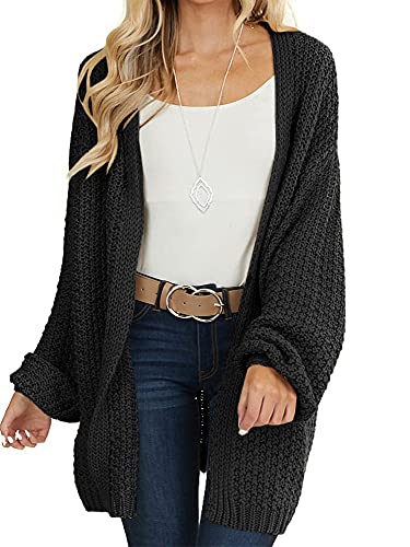 Maroway Womens Cardigan Solid Color Long Sleeve Open Front Chunky